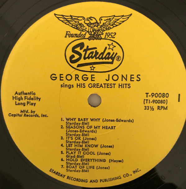 George Jones (2) : George Jones Sings His Greatest Hits (LP, Album, Mono, Club)
