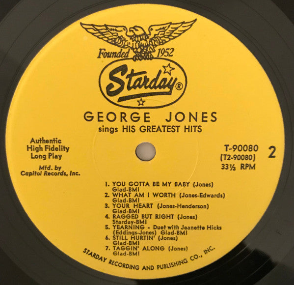 George Jones (2) : George Jones Sings His Greatest Hits (LP, Album, Mono, Club)