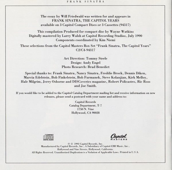 Frank Sinatra : The Best Of The Capitol Years (CD, Comp)