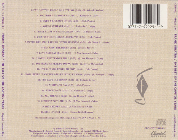 Frank Sinatra : The Best Of The Capitol Years (CD, Comp)