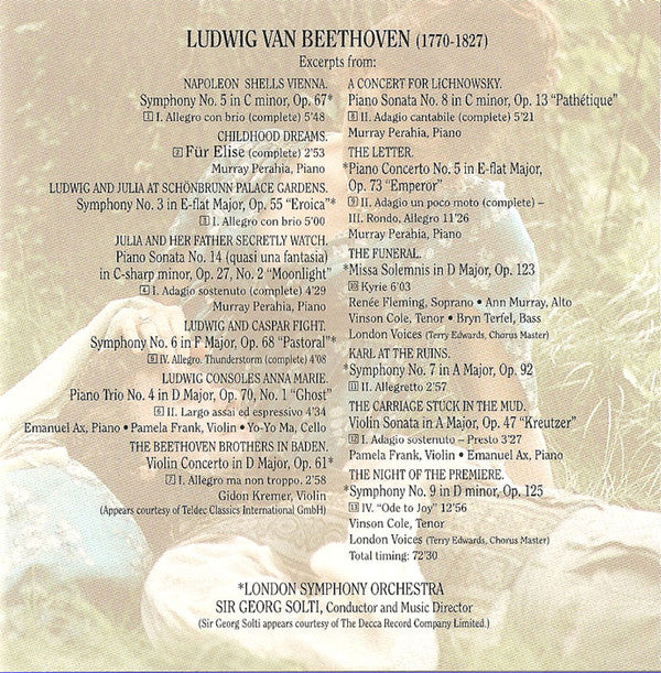Ludwig Van Beethoven / Georg Solti, Emanuel Ax, Pamela Frank, Gidon Kremer, Yo-Yo Ma, Murray Perahia, London Symphony Orchestra : Immortal Beloved (CD, RP)