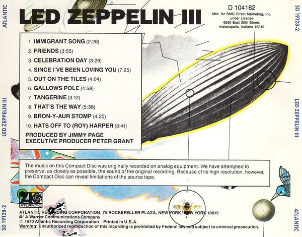 Led Zeppelin : Led Zeppelin III (CD, Album, Club, RE)