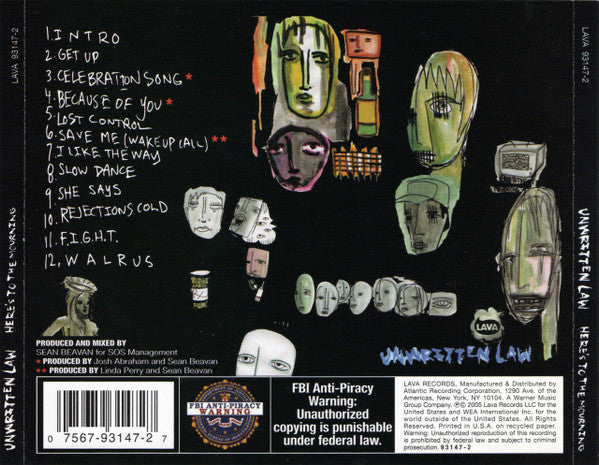 Unwritten Law : Here's To The Mourning (CD, Album, Promo)