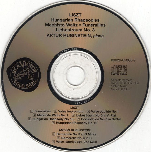 Arthur Rubinstein, Franz Liszt : Hungarian Rhapsodies ▪ Mephisto Waltz ▪ Funerailles ▪ Liebestraum No. 3 (CD, Comp)