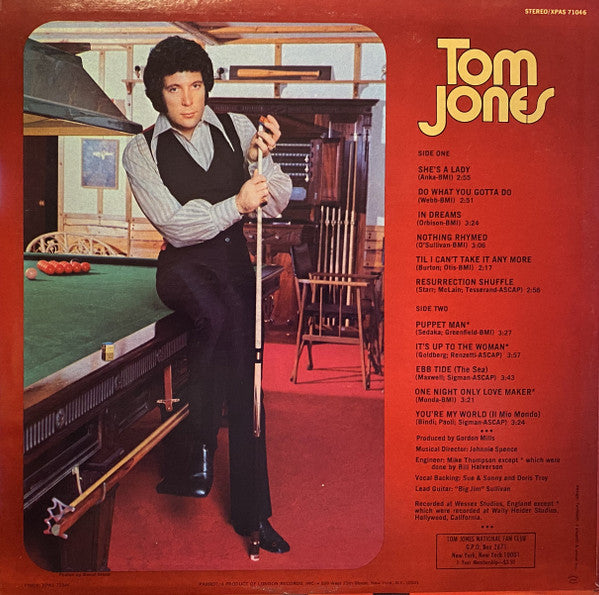 Tom Jones : Tom Jones Sings She's A Lady (LP, Album, W)