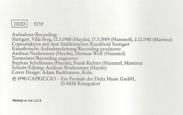 Joseph Haydn • Johann Nepomuk Hummel • Bohuslav Martinů — Lajos Lencsés - Oboe;  Radio-Sinfonieorchester Stuttgart, Sir Neville Marriner : Oboenkonzerte / Oboe Concertos (CD, Comp, Club, RE)