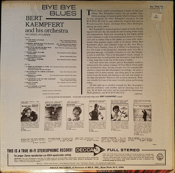 Bert Kaempfert & His Orchestra : Bye Bye Blues (LP, Album)