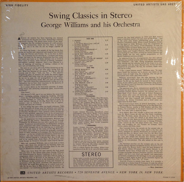 George Williams And His Orchestra - Swing Classics In Stereo (LP) (VG+) - Endless Media