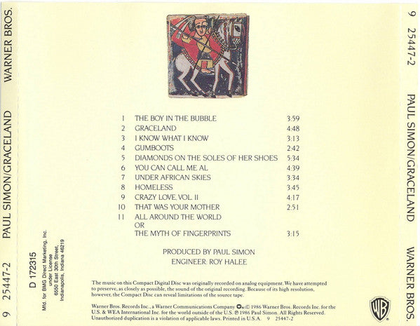 Paul Simon : Graceland (CD, Album, Club, BMG)