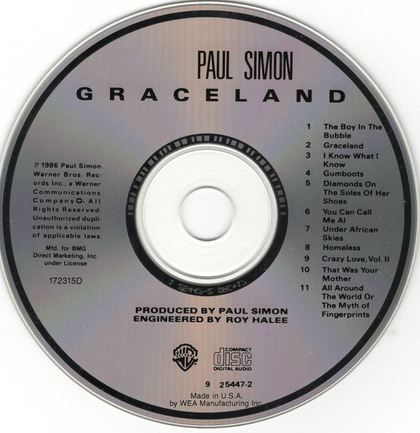 Paul Simon : Graceland (CD, Album, Club, BMG)