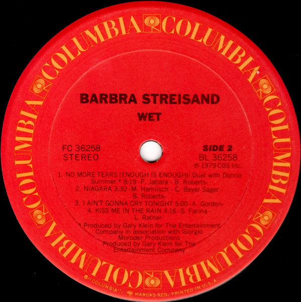 Barbra Streisand - Wet (LP) (VG) - Endless Media