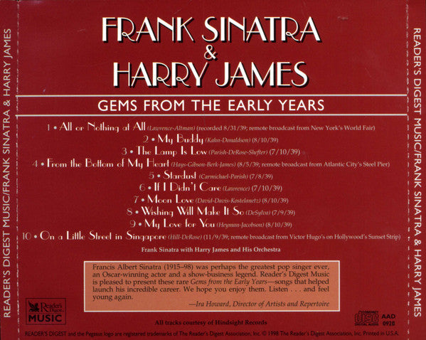 Frank Sinatra & Harry James And His Orchestra : Gems From The Early Years (CD, Comp)
