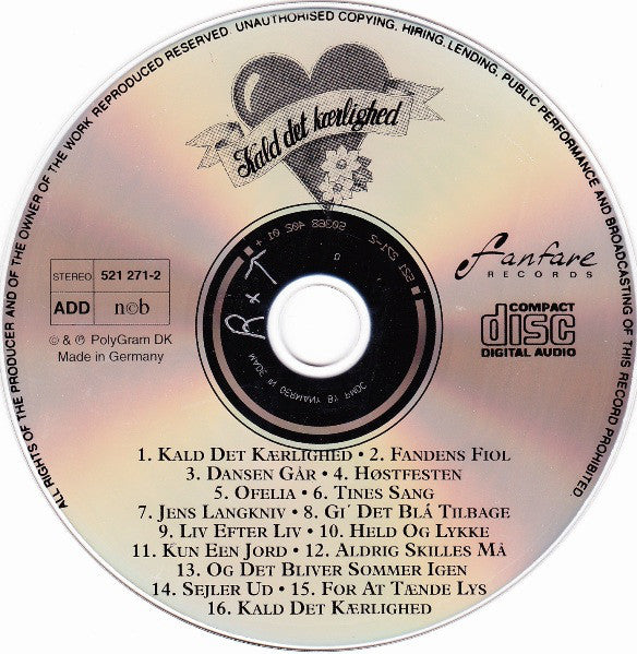 Lars Lilholt : Kald Det Kærlighed (CD, Comp, PMD)