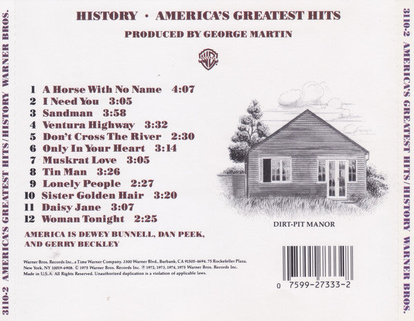 America (2) : History - America's Greatest Hits (CD, Comp, RE, RP, Oly)