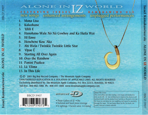Israel Kamakawiwo'ole : Alone In Iz World (CD, Album, Enh, Son)