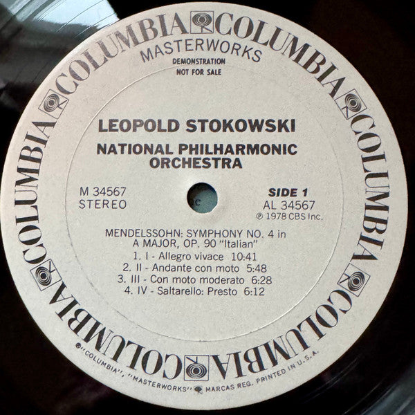 Leopold Stokowski, National Philharmonic Orchestra, Felix Mendelssohn-Bartholdy Felix Mendelssohn, Georges Bizet : Bizet - Symphony In C / Mendelssohn - Symphony No. 4, "Italian" (LP, Album, Promo)