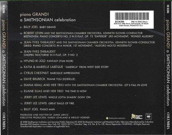 Billy Joel / Robert Levin / Jean-Yves Thibaudet / Hyung-Ki Joo / Katia Et Marielle Labèque / Cyrus Chestnut / Dave Brubeck / Diana Krall / Eliane Elias / Jerry Lee Lewis / Smithsonian Chamber Orchestra : Piano Grand! (A Smithsonian Celebration) (CD, Album, Club)