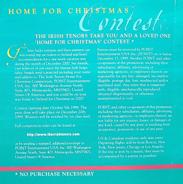 The Irish Tenors With Sinfonia Varsovia And The Dunshaughlin Chamber Choir : Home For Christmas (CD, Album)
