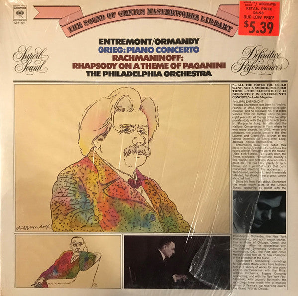 Edvard Grieg, Sergei Vasilyevich Rachmaninoff - Philippe Entremont, The Philadelphia Orchestra, Eugene Ormandy : Concerto & Rhapsody (LP, RE)