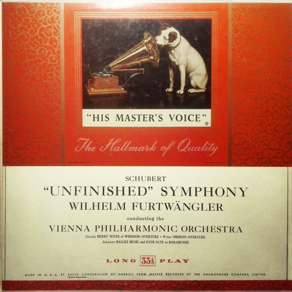 Franz Schubert - Wilhelm Furtwängler Conducting The Wiener Philharmoniker : "Unfinished" Symphony (LP, Mono)