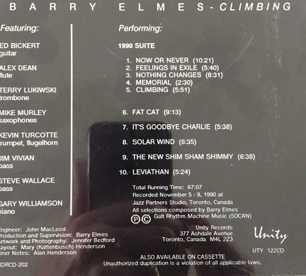 Barry Elmes : Climbing (CD, Album)