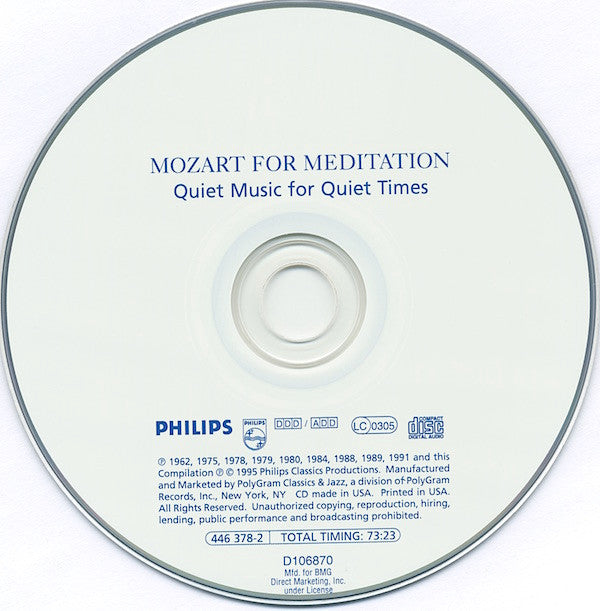 Wolfgang Amadeus Mozart : Mozart For Meditation - Quiet Music For Quiet Times (CD, Comp, Club)