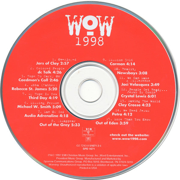 Various : WoW 1998 (The Year's 30 Top Christian Artists And Songs) (2xCD, Comp)