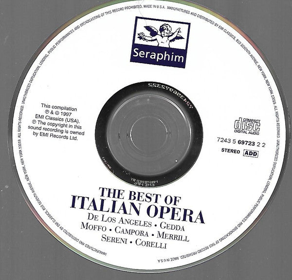 Giuseppe Verdi • Gioacchino Rossini • Giacomo Puccini • Wolfgang Amadeus Mozart • Amilcare Ponchielli • Gaetano Donizetti / Victoria De Los Angeles • Nicolai Gedda • Anna Moffo • Giuseppe Campora • Robert Merrill • Mario Sereni • Franco Corelli : The Best Of Italian Opera (CD, Comp, RE, RM)