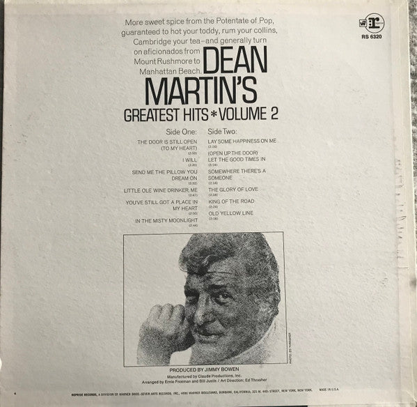 Dean Martin : Dean Martin's Greatest Hits! Volume 2 (LP, Comp, Ind)