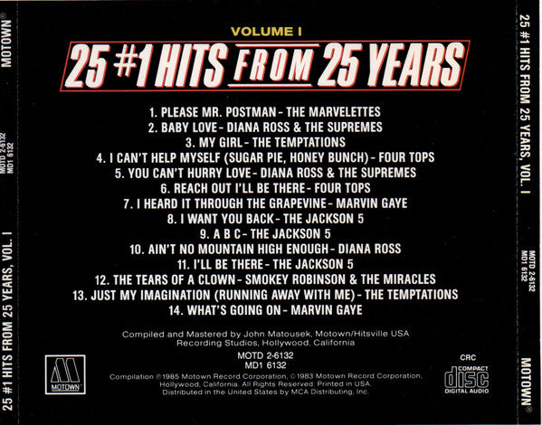 Various : 25 #1 Hits From 25 Years (Volume I) (CD, Comp, Club, RE)
