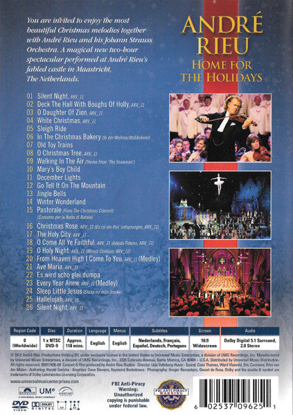 André Rieu & His Johann Strauß Orchestra : Home For The Holidays (DVD-V, Album, NTSC, 16:)