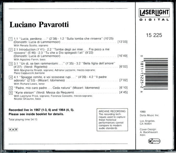 Luciano Pavarotti : Live Recordings 1964/67, Vol. 1 (CD, Album, Comp)