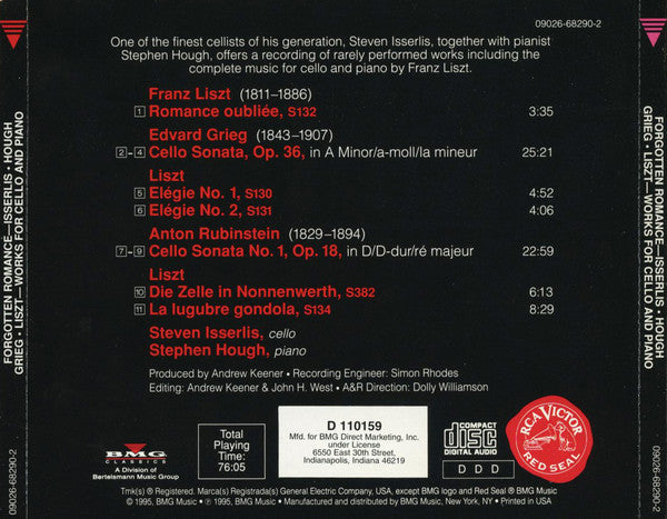 Steven Isserlis, Stephen Hough : Forgotten Romance (CD, Album, Club)