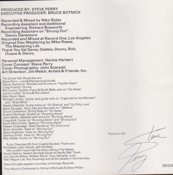 Steve Perry : Street Talk (Cass, Album)