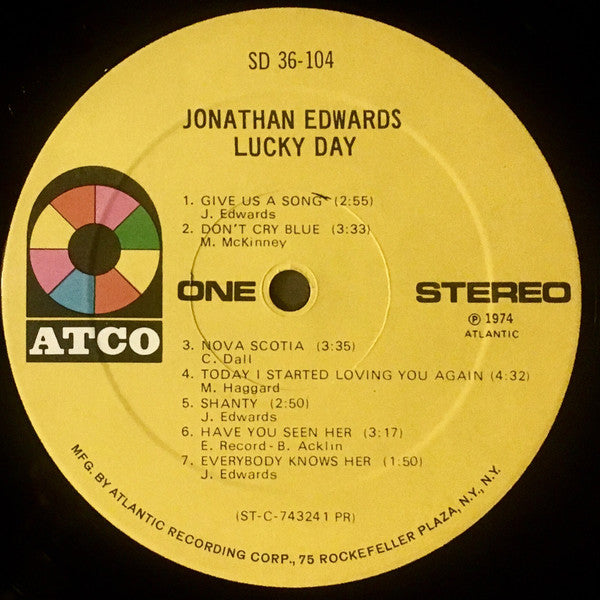 Jonathan Edwards (2) : Lucky Day (LP, Album, PR )