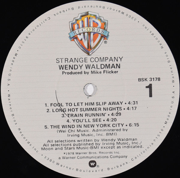 Wendy Waldman : Strange Company (LP, Album, Los)