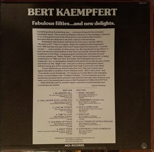 Bert Kaempfert - Fabulous Fifties...And New Delights (LP) (G) - Endless Media