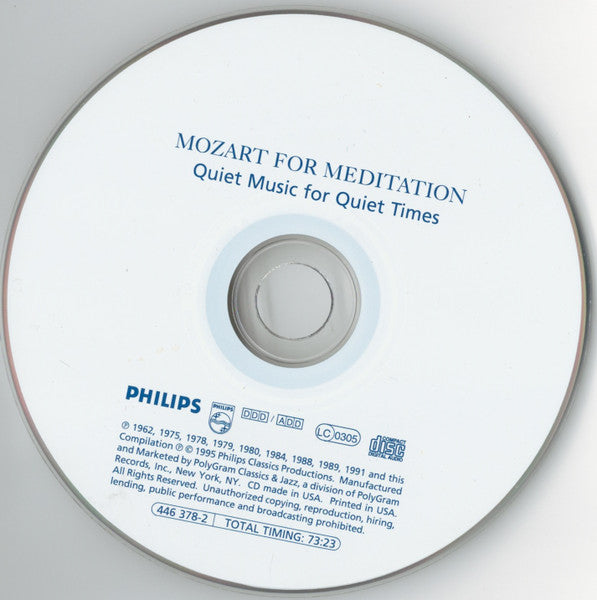 Wolfgang Amadeus Mozart : Mozart For Meditation - Quiet Music For Quiet Times (CD, Comp)