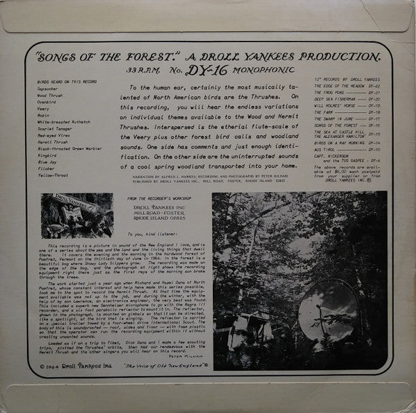 Peter Kilham Narration By Alfred L. Hawkes : Songs Of The Forest (LP, Album, Mono, Gre)