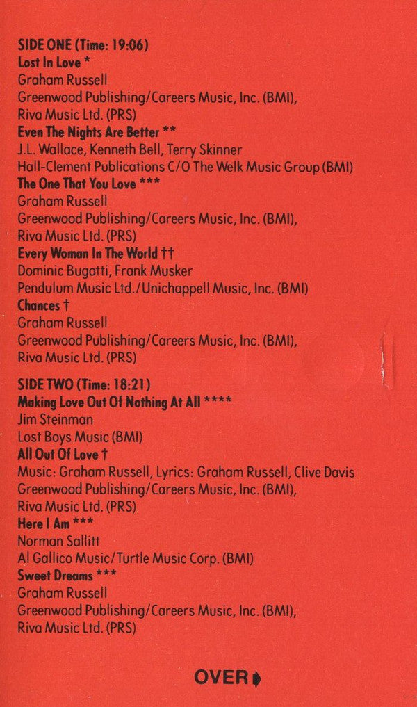 Air Supply : Greatest Hits (Cass, Comp, Club, Dol)