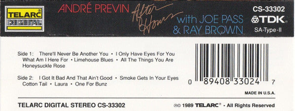 André Previn With Joe Pass & Ray Brown : After Hours (Cass, Album)