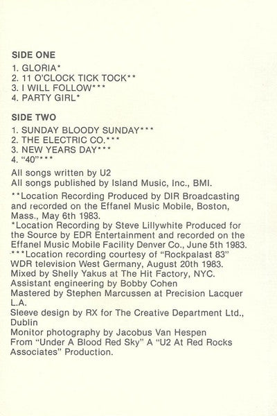 U2 : Live "Under A Blood Red Sky" (Cass, MiniAlbum, SR)