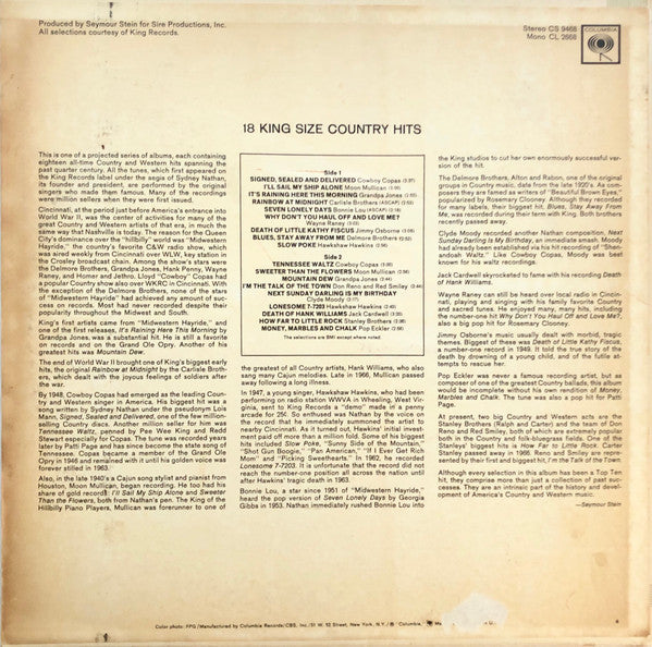 Various - 18 King Size Country Hits (LP) (VG) - Endless Media