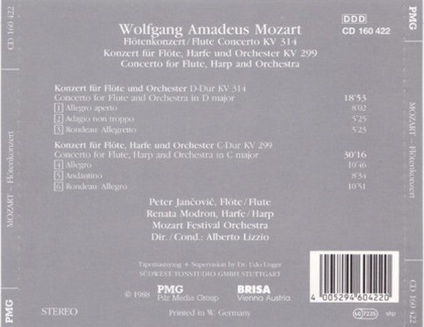 Wolfgang Amadeus Mozart : Flötenkonzert D-Dur KV 314 * Konzert Für Flöte, Harfe Und Orchester C-Dur, KV 299 (CD, Comp)