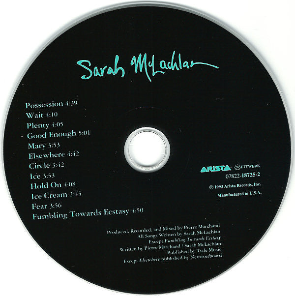Sarah McLachlan : Fumbling Towards Ecstasy (CD, Album, RE)