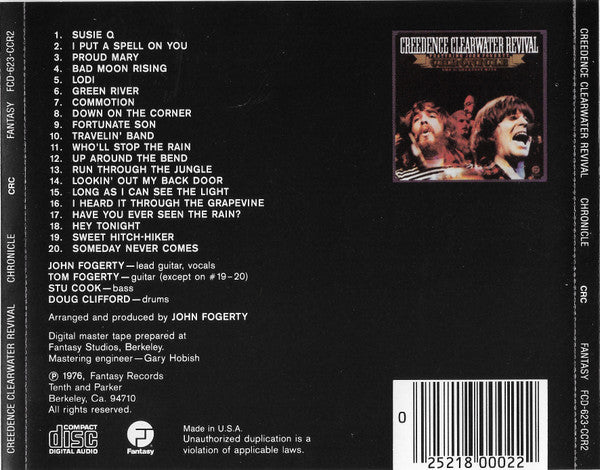 Creedence Clearwater Revival Featuring John Fogerty : Chronicle (The 20 Greatest Hits) (CD, Comp, Club, RE, CRC)