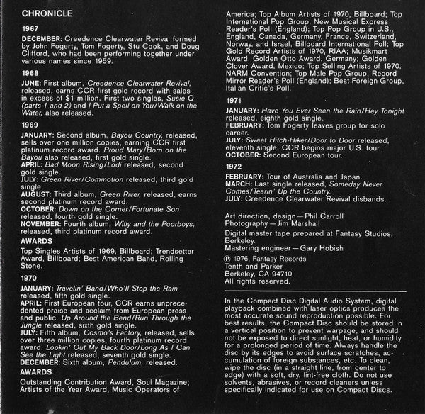 Creedence Clearwater Revival Featuring John Fogerty : Chronicle (The 20 Greatest Hits) (CD, Comp, Club, RE, CRC)