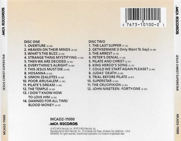 Various : Jesus Christ Superstar (The Original Motion Picture Sound Track Album) (2xCD, Album, RE)