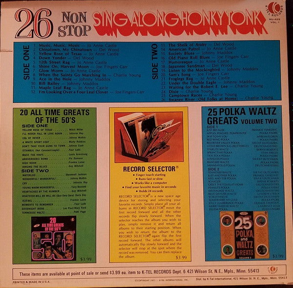 Various : 26 Non Stop Sing Along Honky Tonk  (Vol. 1) (LP, Comp, San)