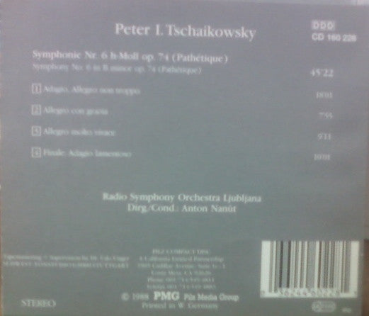 Pyotr Ilyich Tchaikovsky - Simfonični Orkester RTV Ljubljana, Anton Nanut : Pathétique Symphonie Nr. 6 (CD)